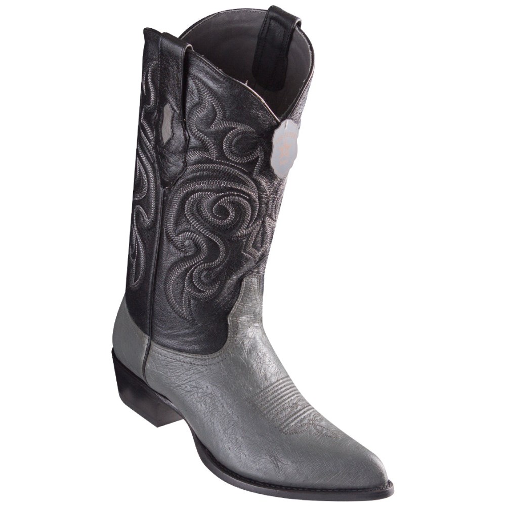 Los Altos | Smooth Ostrich Boots J-Toe | Grey