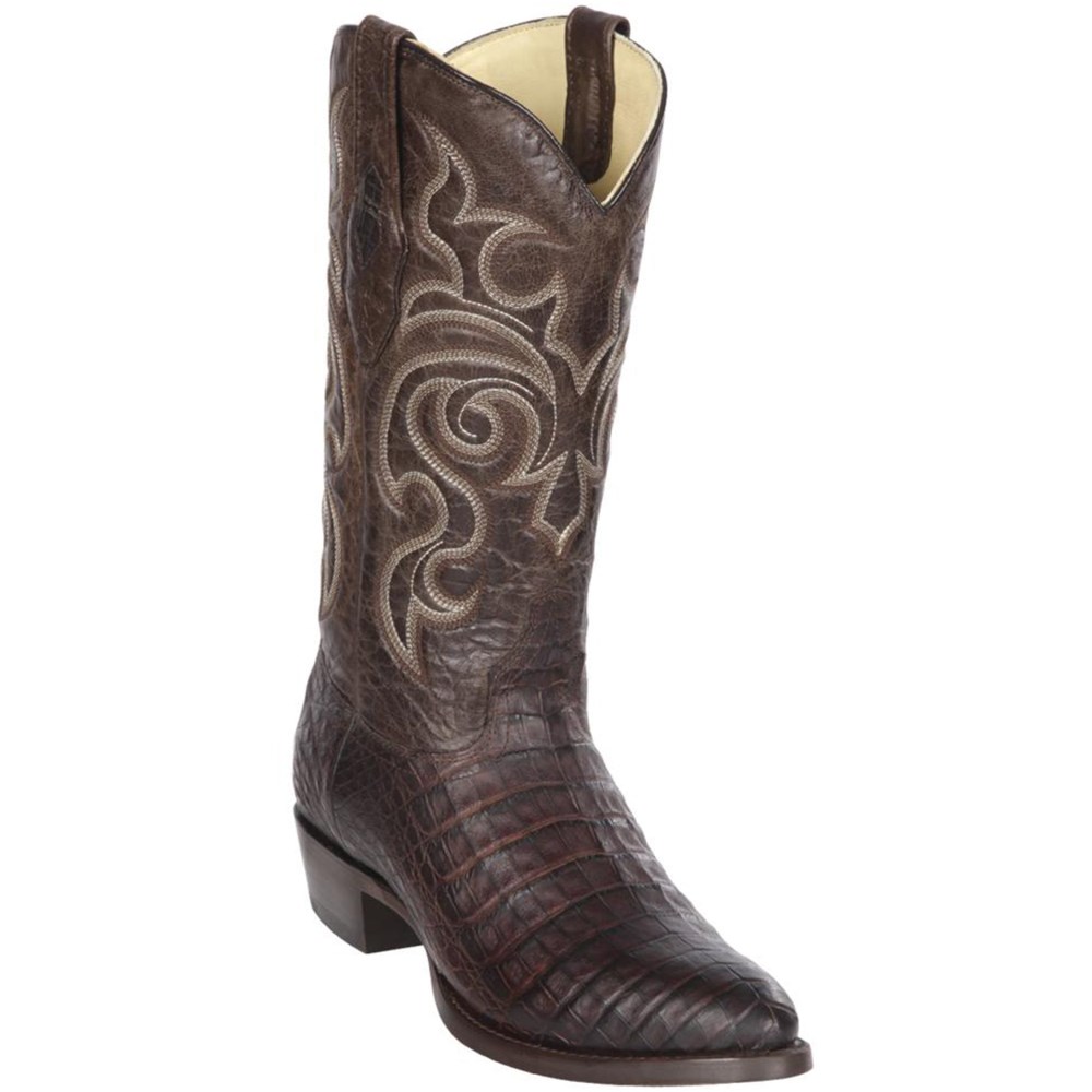 Los Altos | Caiman Belly Brown Round Toe Western Boots | Brown G