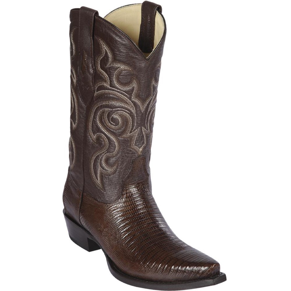 Los Altos | Brown Lizard Boots Snip Toe | Brown