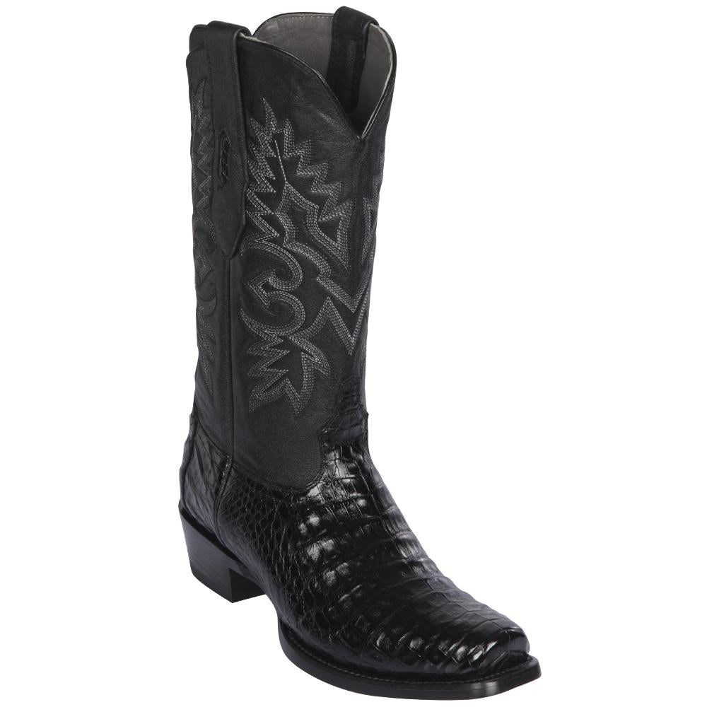 Los Altos | Black Caiman Belly 7-Toe Mens Western Boot | Black