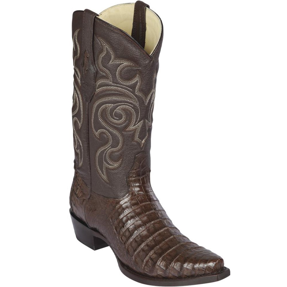 Los Altos | Brown Caiman Belly Snip Toe Western Boots | Brown