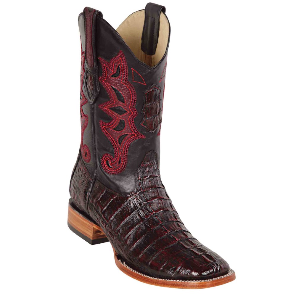 Los Altos | Caiman Square Toe Boots | Black Cherry