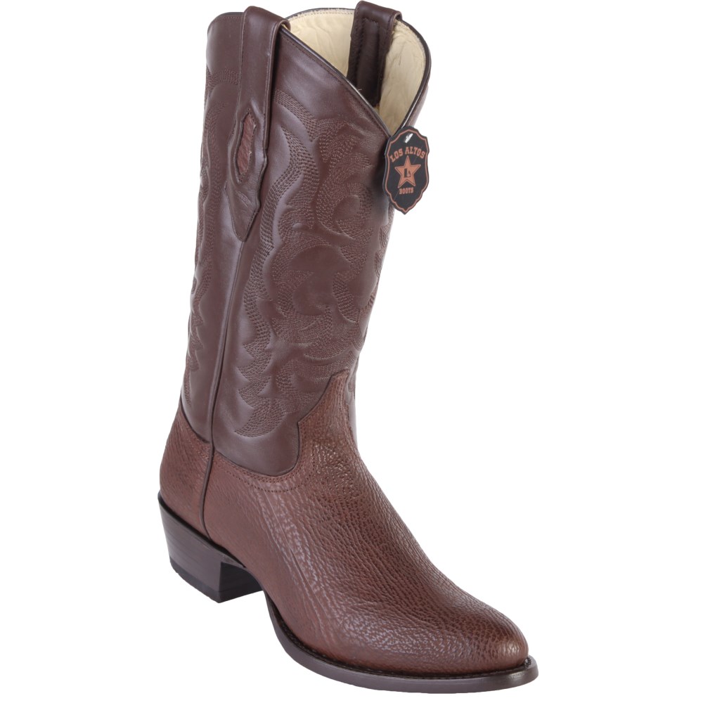 Los Altos | Brown Sharkskin Western Boots R-Toe | Brown