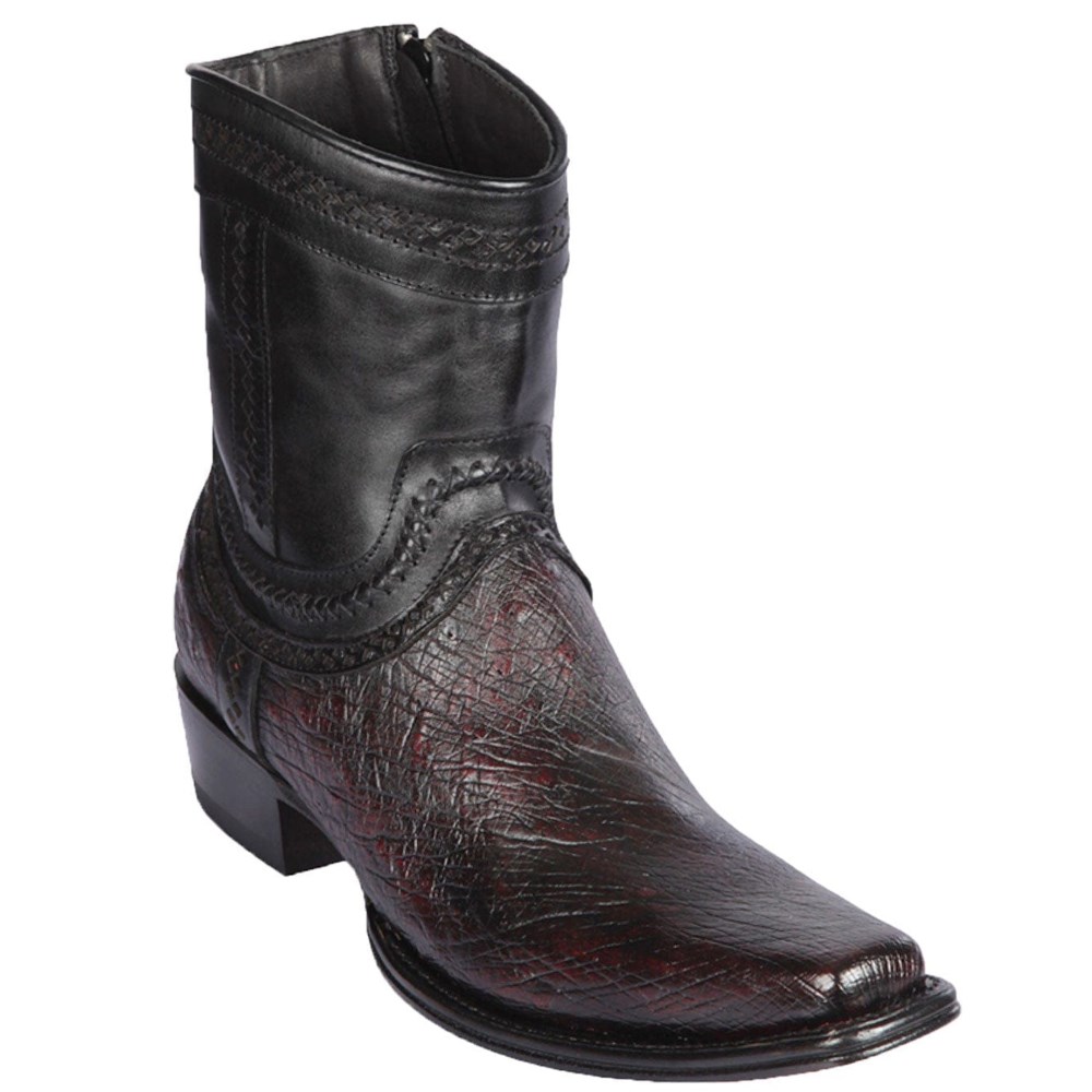 Los Altos | Smooth Ostrich Short Cowboy Boots Black Cherry | Bla