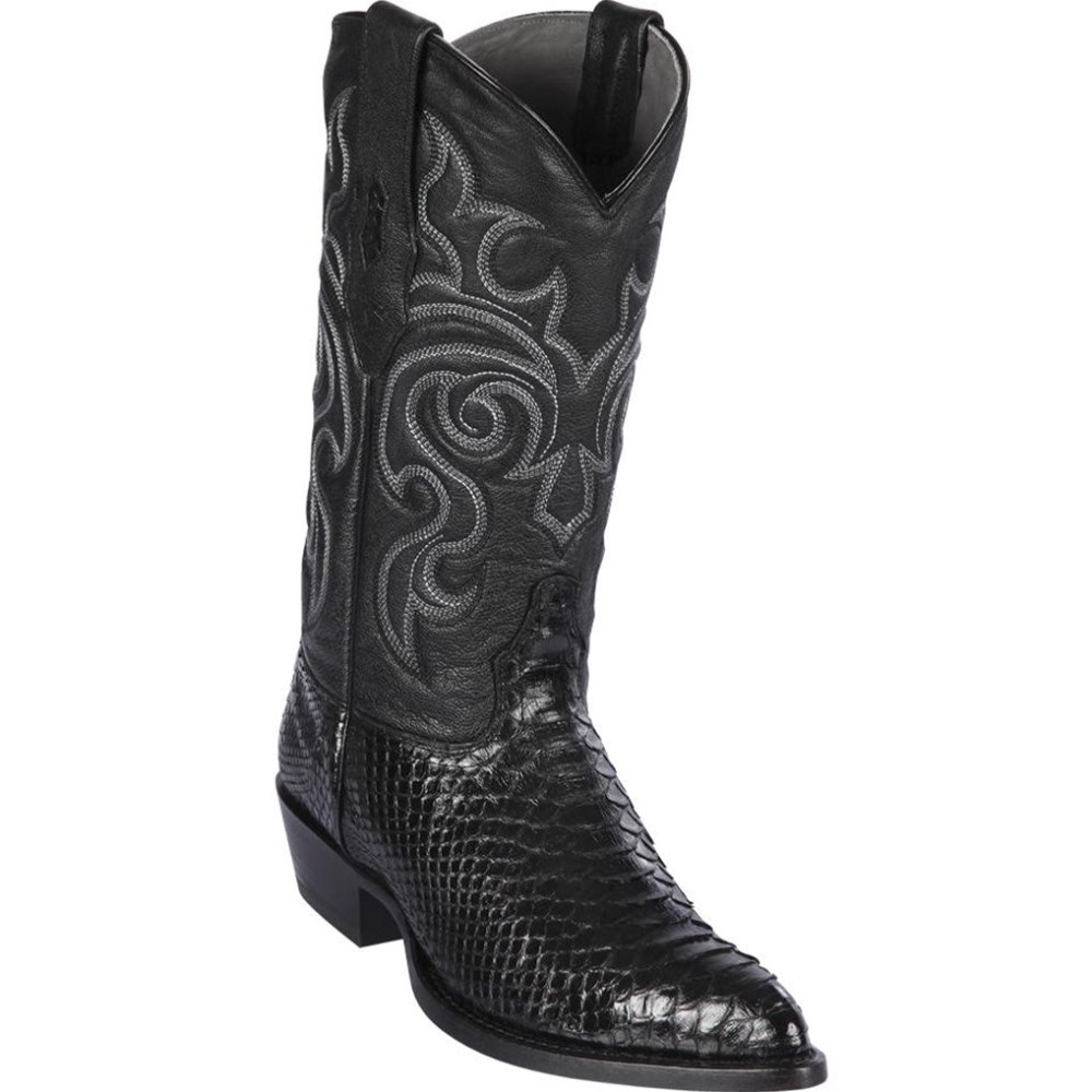 Los Altos | Black Python J-Toe Western Boots | Black