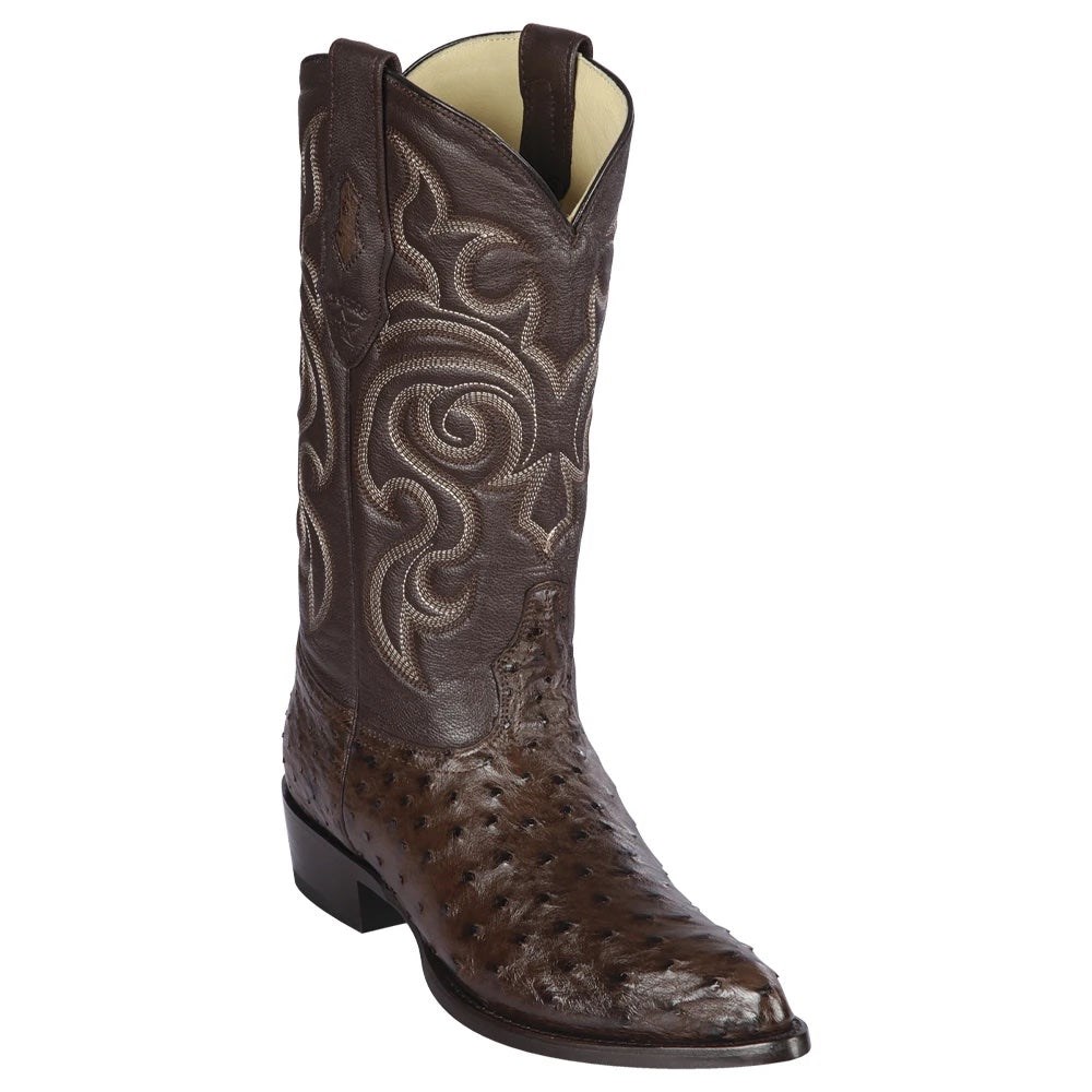 Los Altos | Brown Ostrich Cowboy Boot J-Toe | Brown