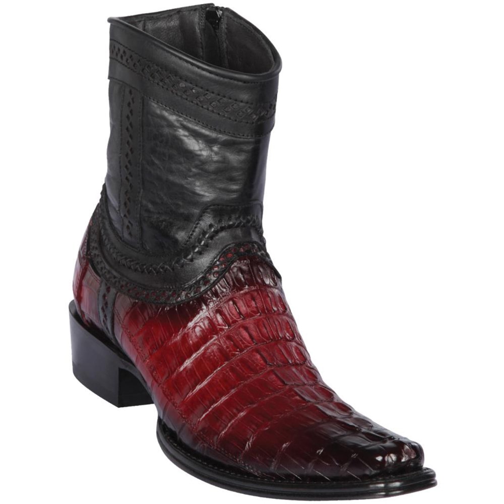 Los Altos | Caiman Tail Mens European Square Toe Boots | Burgund