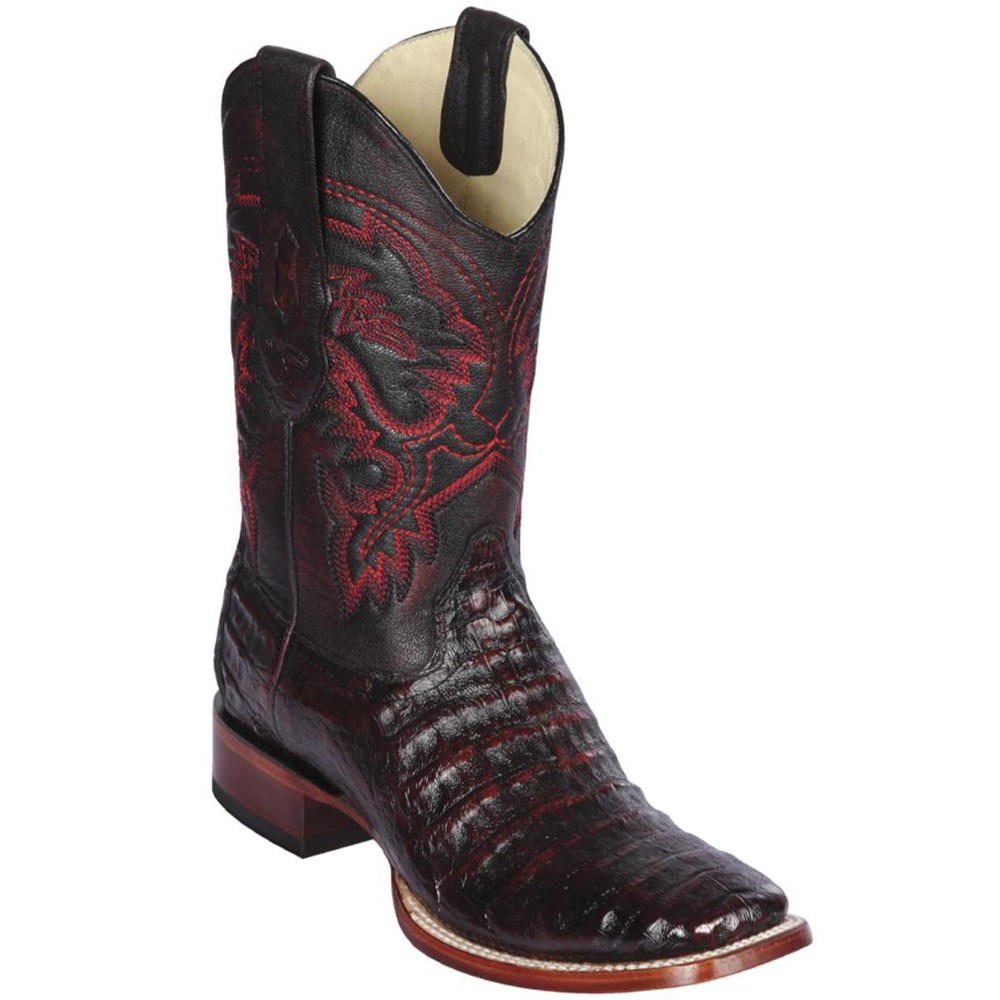 Los Altos | Caiman Square Toe Boots | Black Cherry