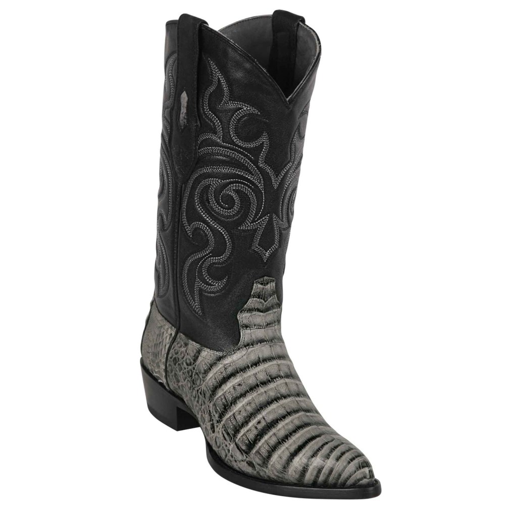 Los Altos | Mens Belly Caiman Cowboy Boots J-Toe | Porto Grey