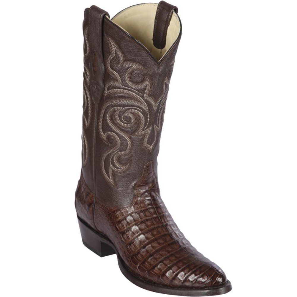 Los Altos | Mens Brown Caiman Boots R-Toe | Brown