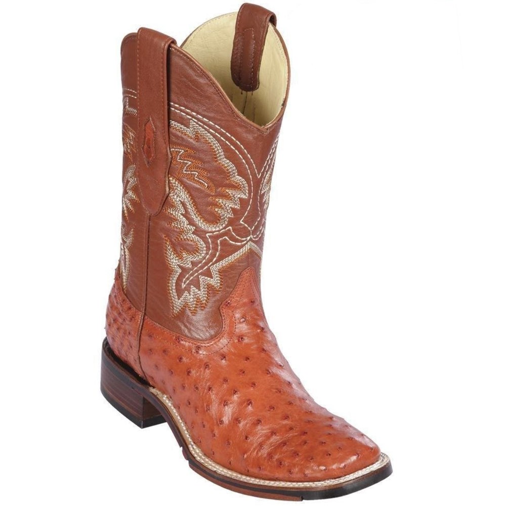 Los Altos | Cognac Ostrich Square Toe Western Boots | Cognac