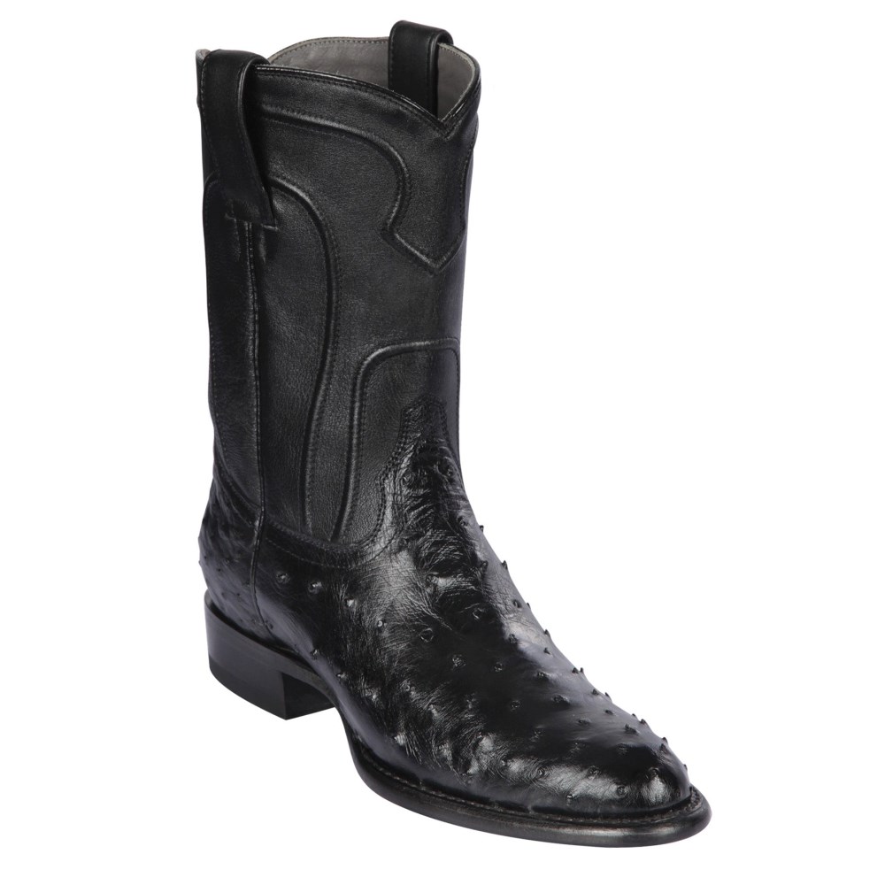 Los Altos | Ostrich Roper Western Boots | Black