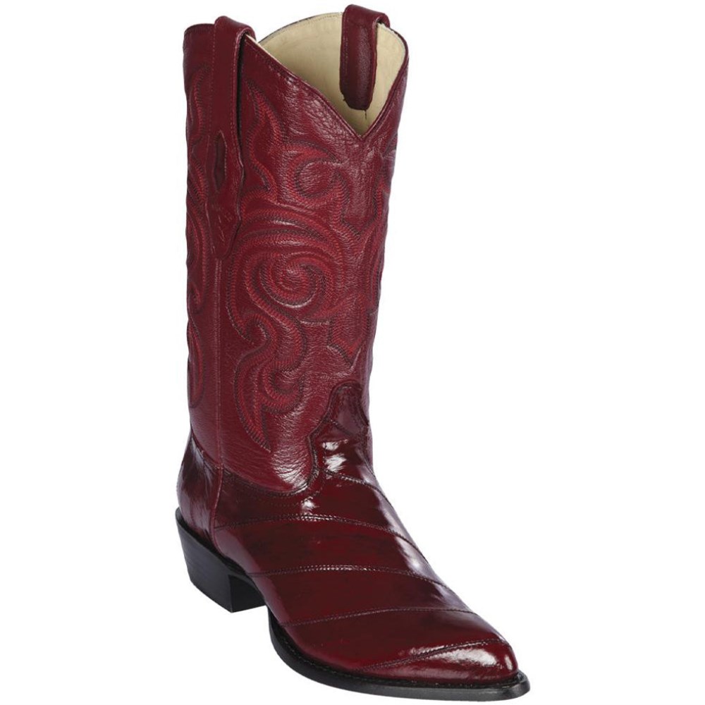 Los Altos | Burgundy Eel Cowboy Boots J-Toe | Burgundy