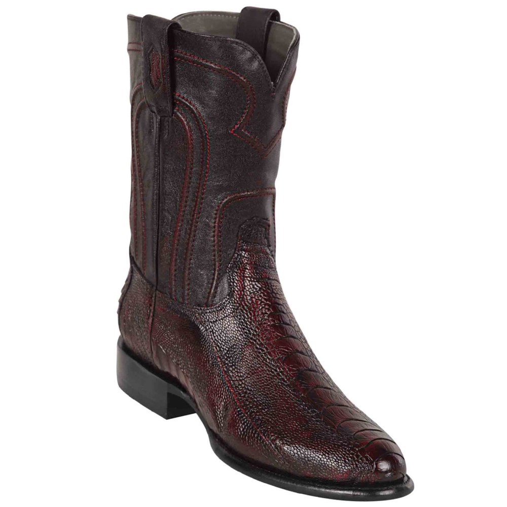 Los Altos | Black Cherry Roper Ostrich Leg Western Boots | Black