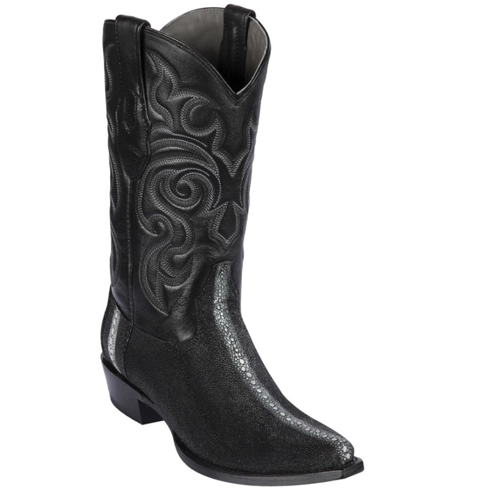 Los Altos | Stingray Full Stone Snip Toe Boots | Black