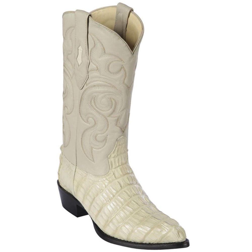 Los Altos | Winter White Caiman Tail Western Boots | Winter Whit