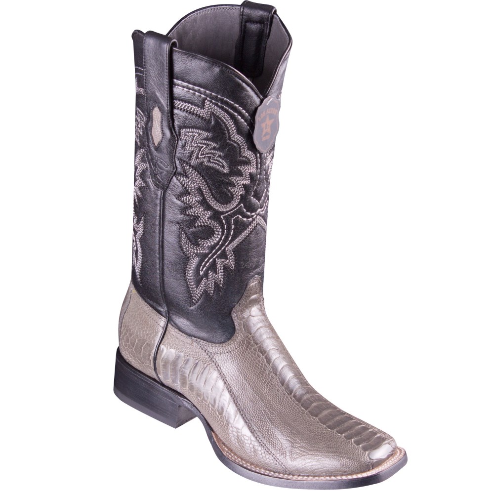 Los Altos | Ostrich Leg Grey Square Toe Cowboy Boots | Grey