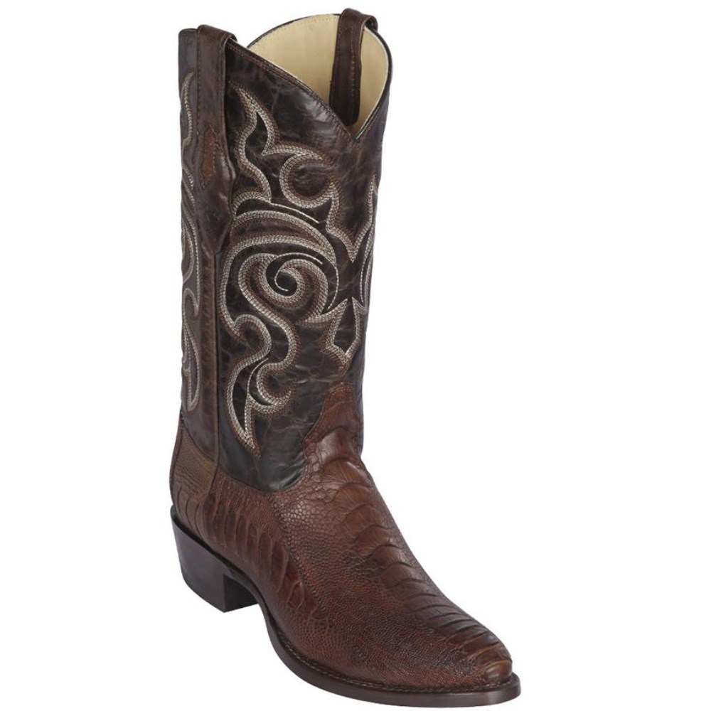 Los Altos | Brown Ostrich Leg Cowboy Boots R-Toe | Brown