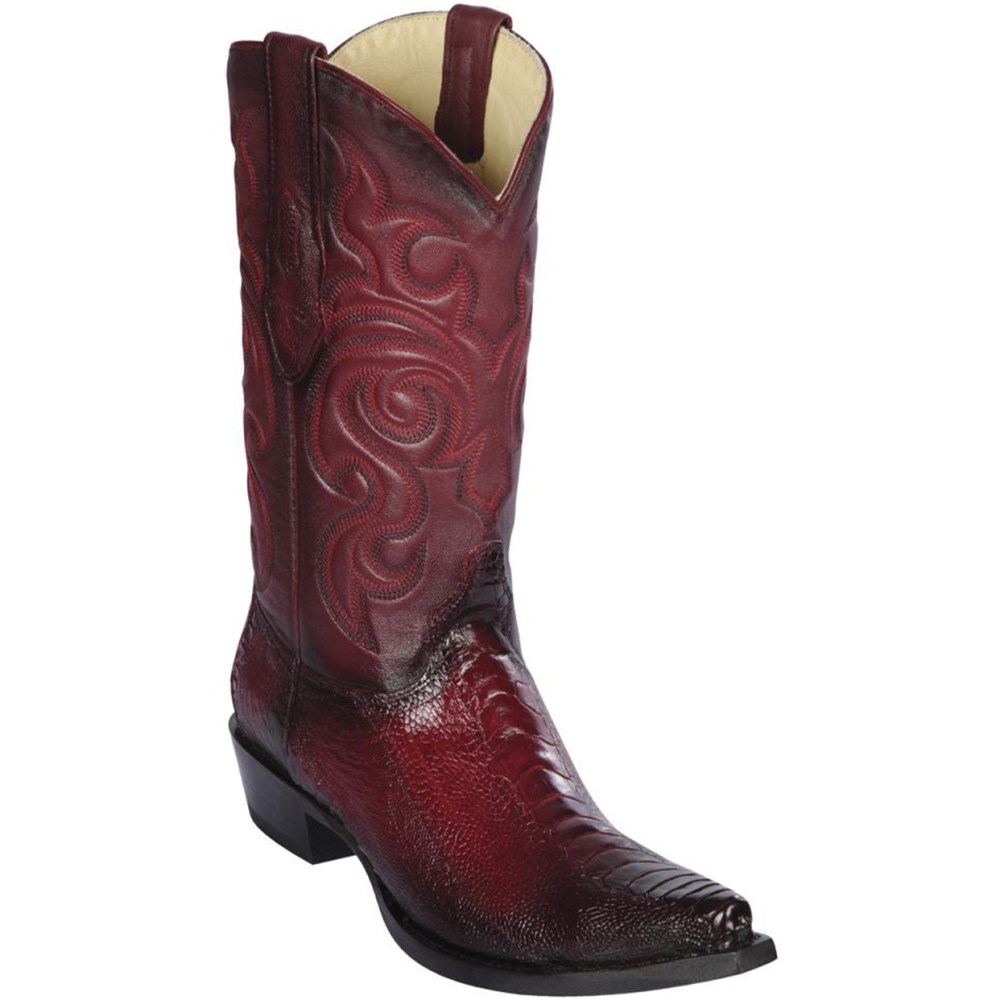 Los Altos | Ostrich Leg Snip Toe Faded Burgundy Western Boots |