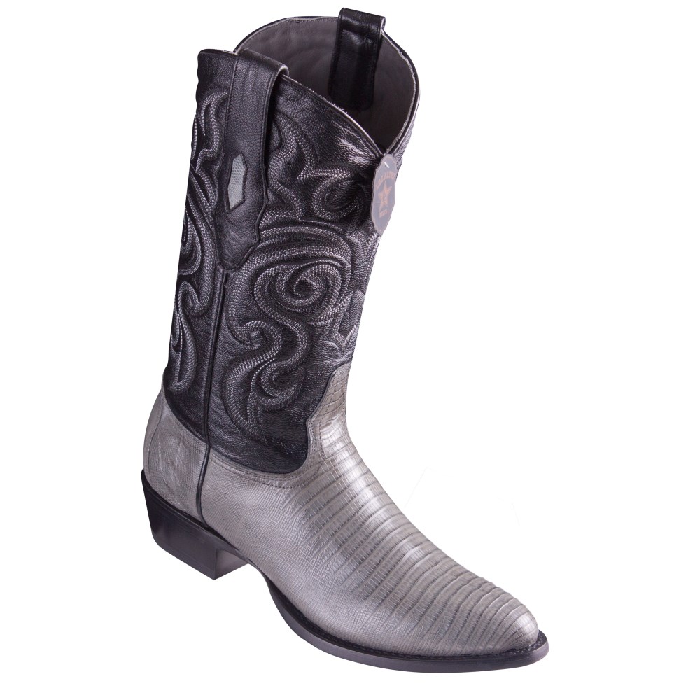 Los Altos | Lizard Teju R-Toe Grey Cowboy Boots | Grey