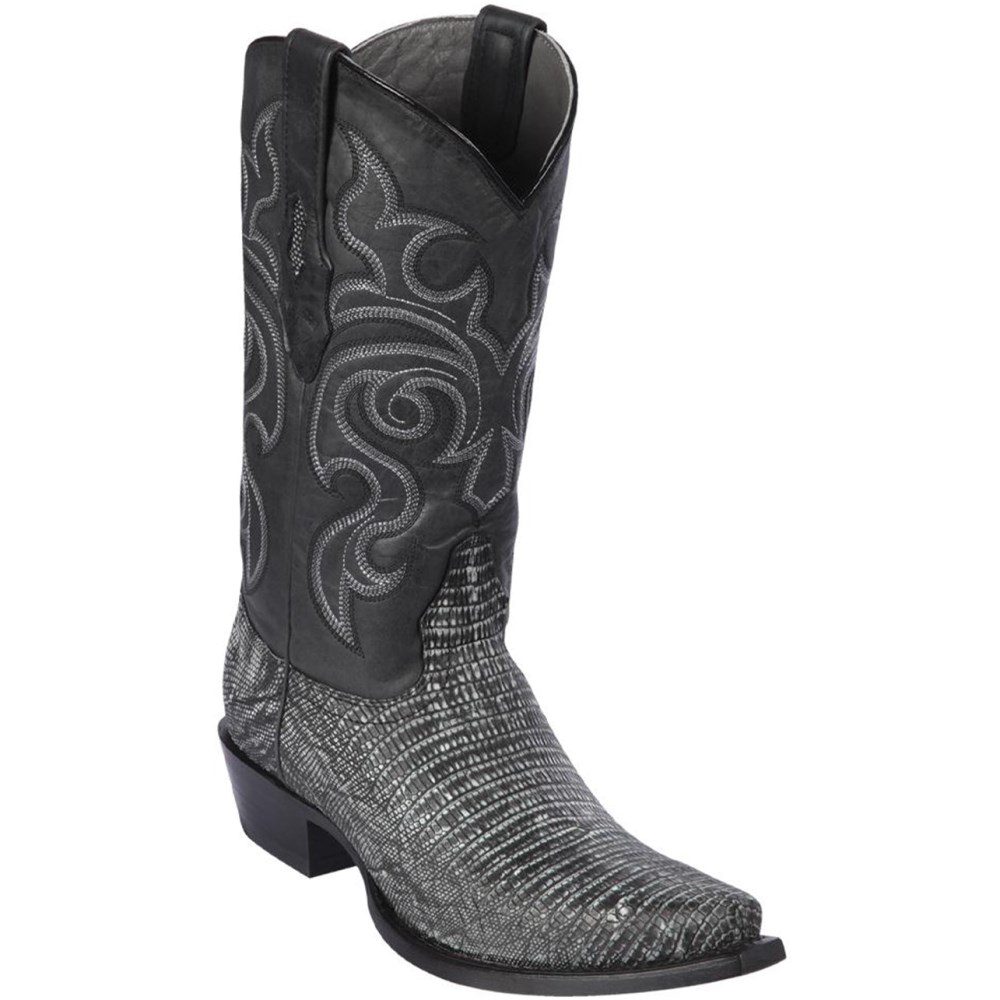 Los Altos | Sanded Black Lizard Skin Boots | Sanded Black