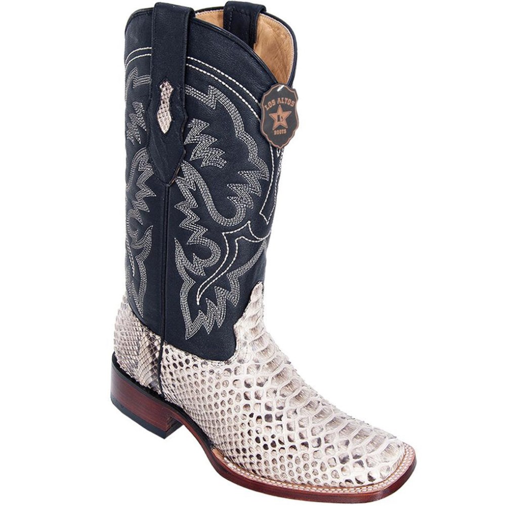 Los Altos | Natural Python Square Toe Boots | Natural