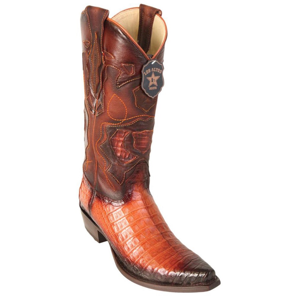 Los Altos | Faded Cognac Caiman Snip Toe Cowboy Boot | Cognac