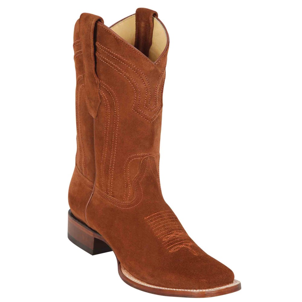 Los Altos | Square Toe Cowboy Suede Boots Cognac | Cognac