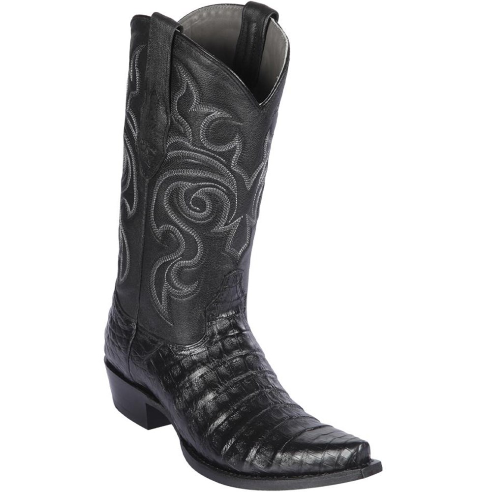 Los Altos | Black Caiman Cowboy Boots | Black