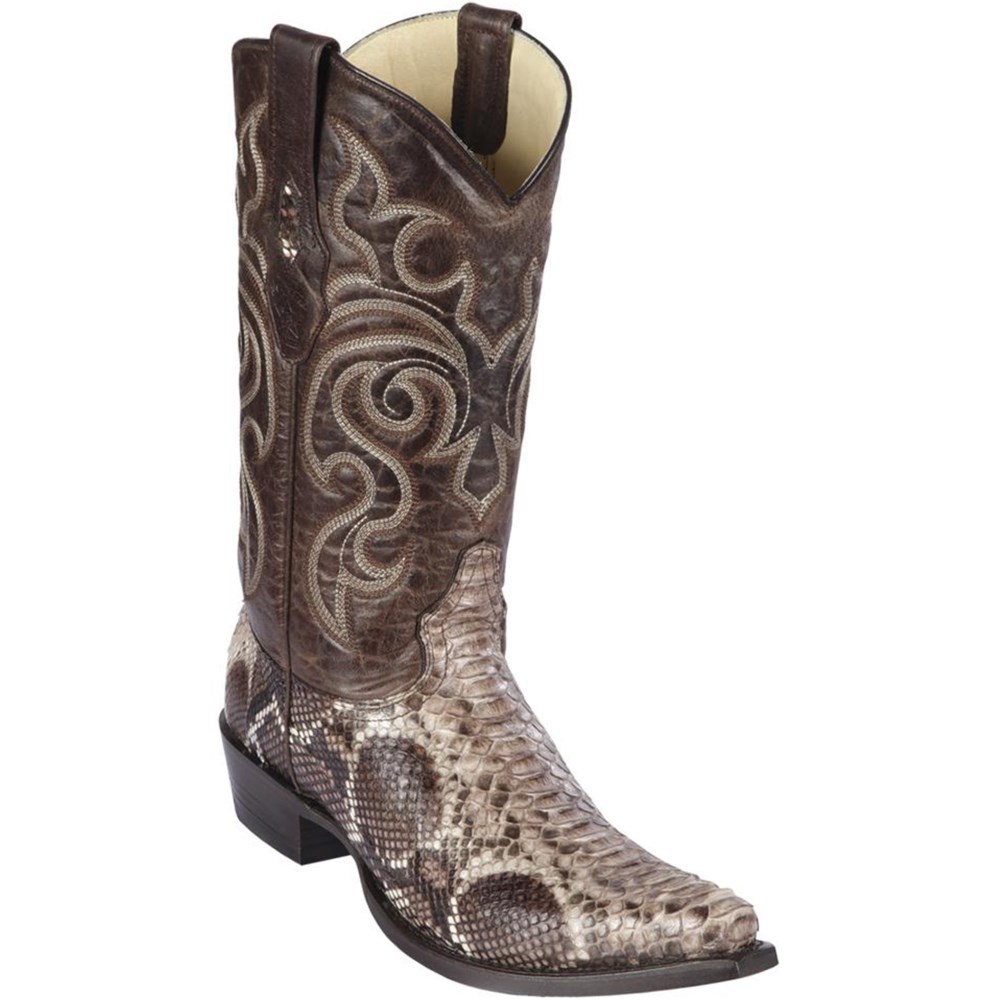 Los Altos | Brown Python Snip Toe Boots | Brown Rustic