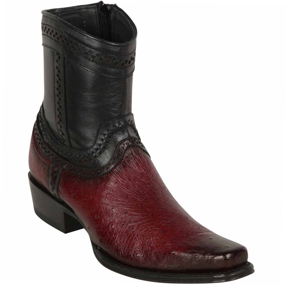 Los Altos | Burgundy Smooth Ostrich Short Cowboy Boots | Burgund