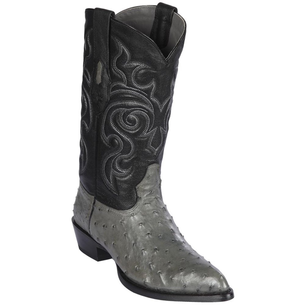 Los Altos | Grey Ostrich Cowboy Boots J-Toe | Grey