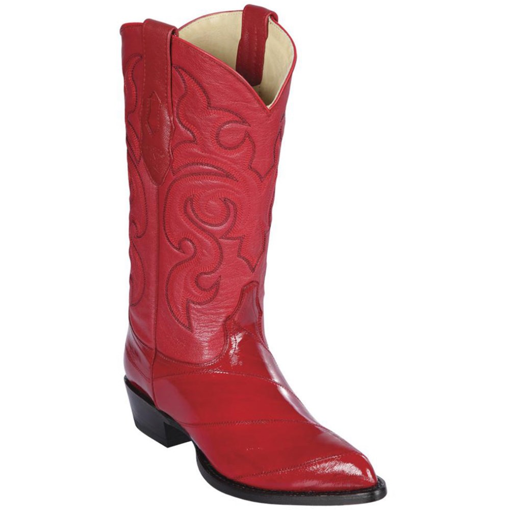 Los Altos | Mens Red Eel Cowboy Boots J-Toe | Red