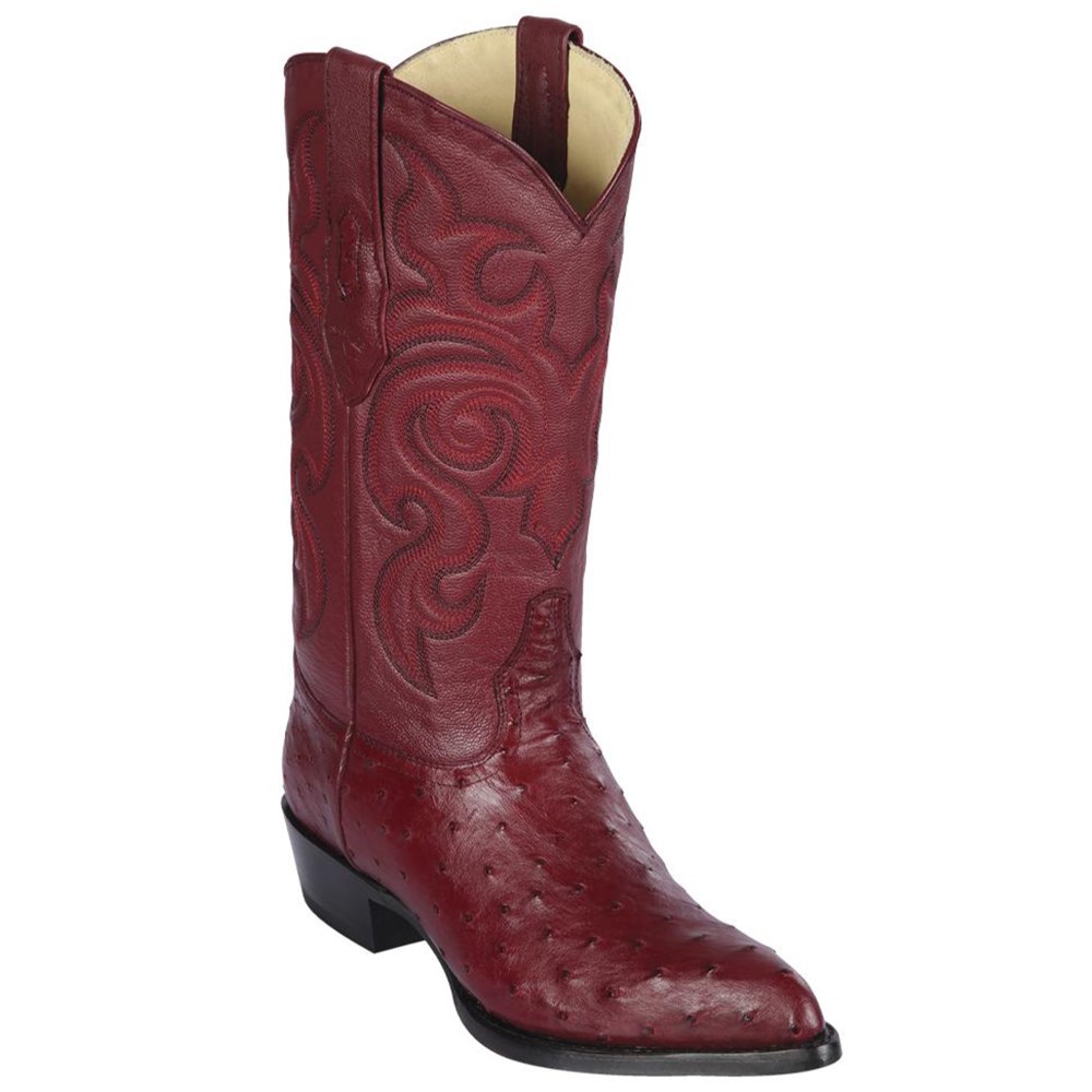 Los Altos | Burgundy Ostrich Cowboy Boots J-Toe | Burgundy