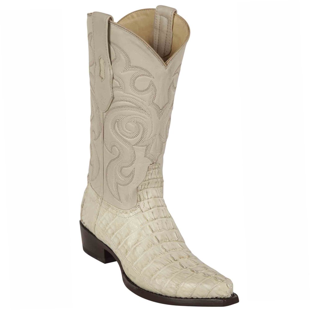 Los Altos | Snip Toe Crocodile Boots Winter-White | Winter White