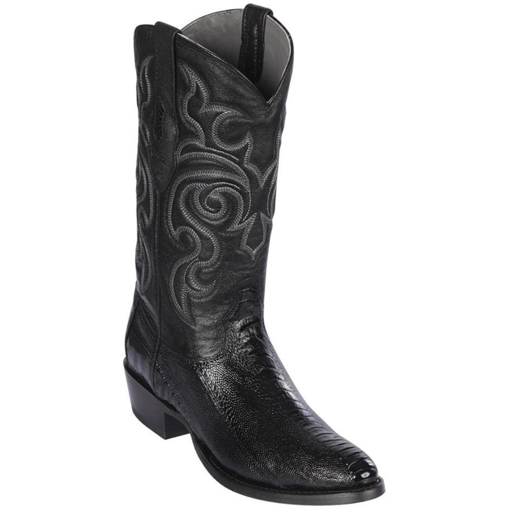 Los Altos | Ostrich Leg Cowboy Boots R-Toe | Black