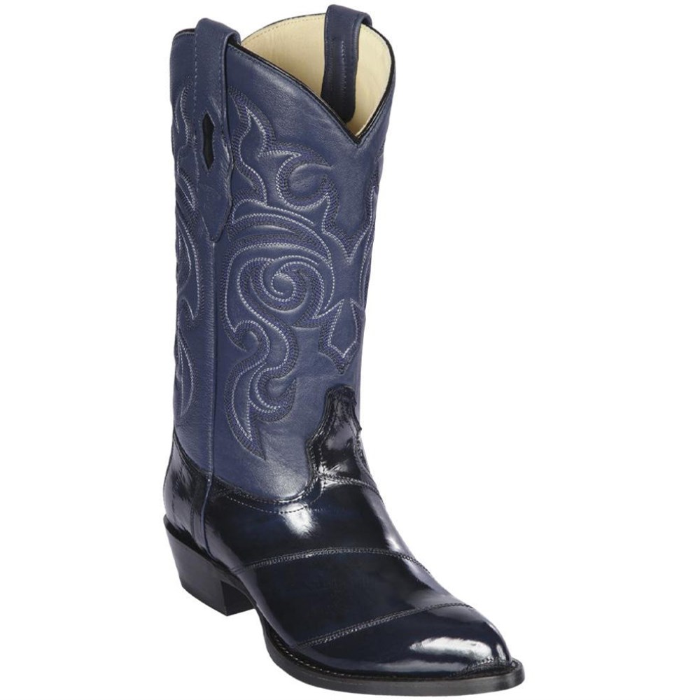 Los Altos | Navy Blue Eel-Skin Boots | Navy Blue