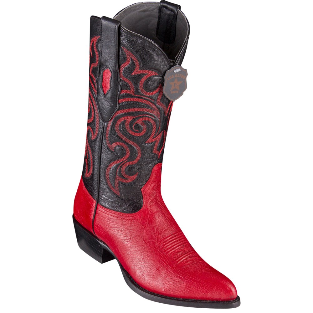 Los Altos | Smooth Ostrich Red Cowboy Boots | Red