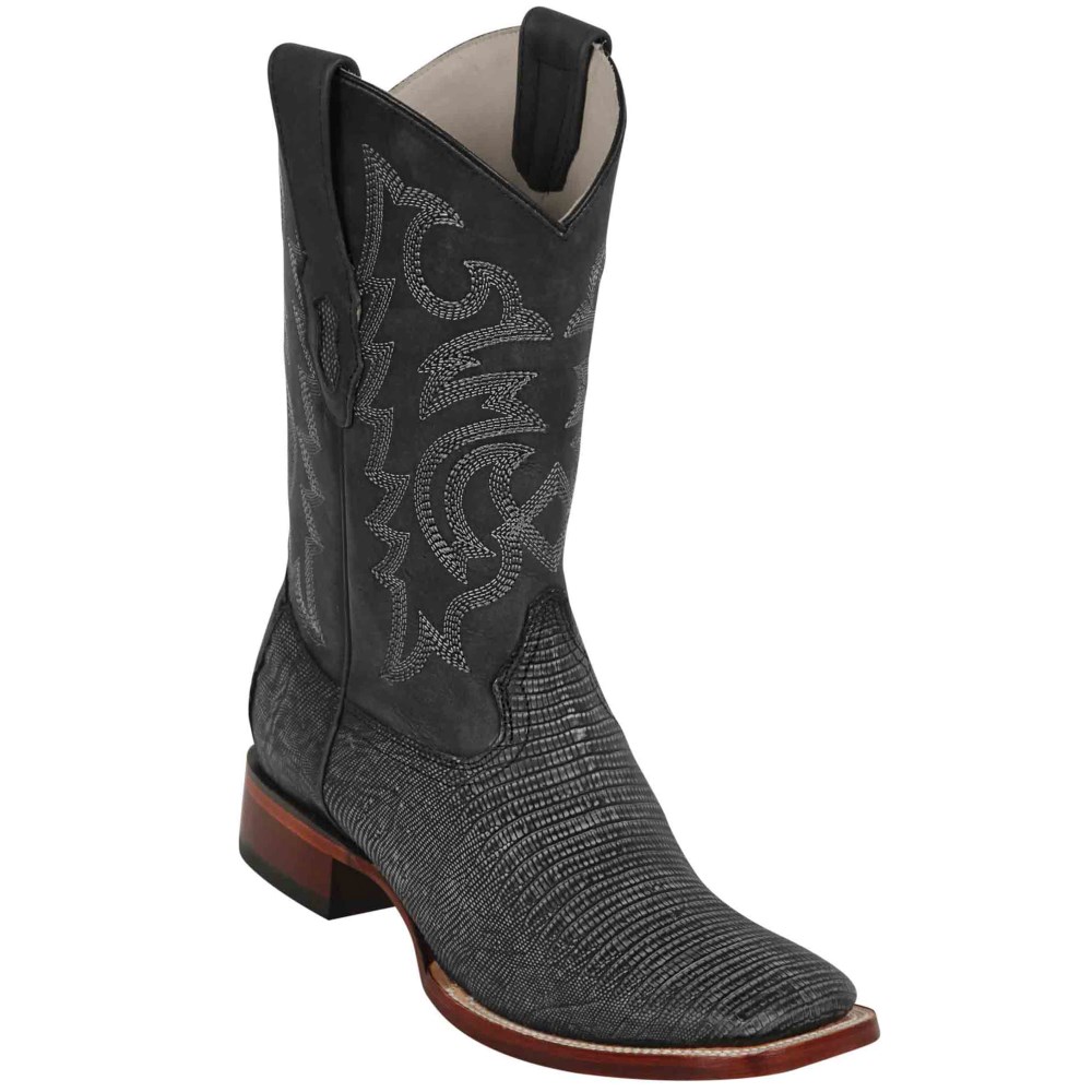 Los Altos | Sanded Black Lizard Cowboy Boots | Black