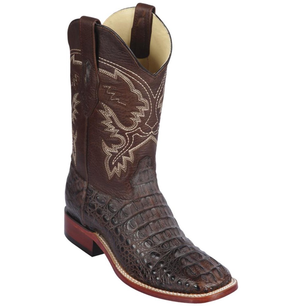 Los Altos | Brown Caiman Hornback Boots | Brown