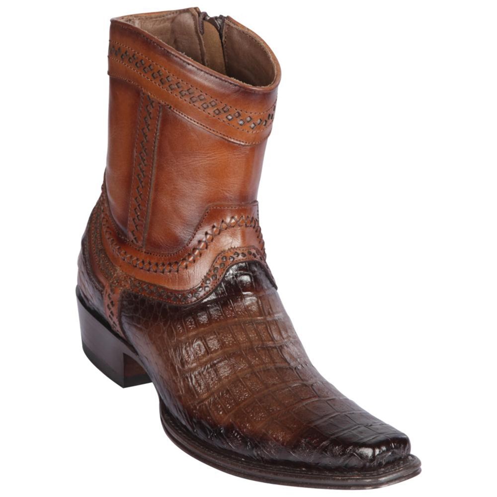 Los Altos | Caiman Belly Mens European Square Toe Boots | Brown