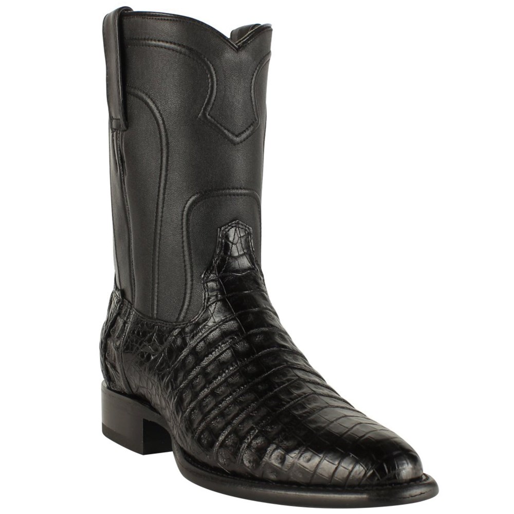 Los Altos | Black Caiman Belly Roper Boots | Black