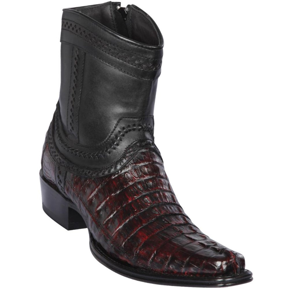 Los Altos | Caiman Tail Mens European Square Toe Boots | Black C