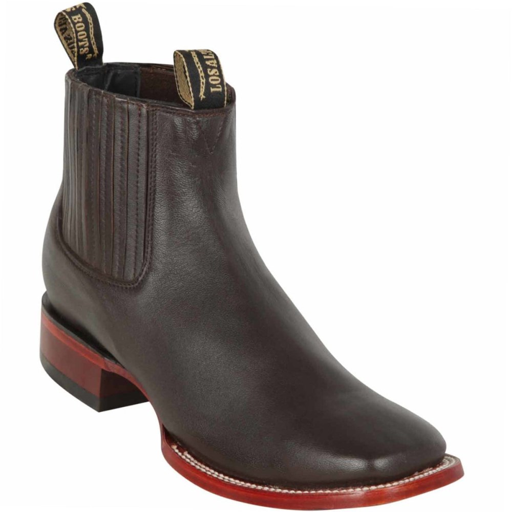 Los Altos | Dark Brown Square Toe Ankle Boots | Dark Brown