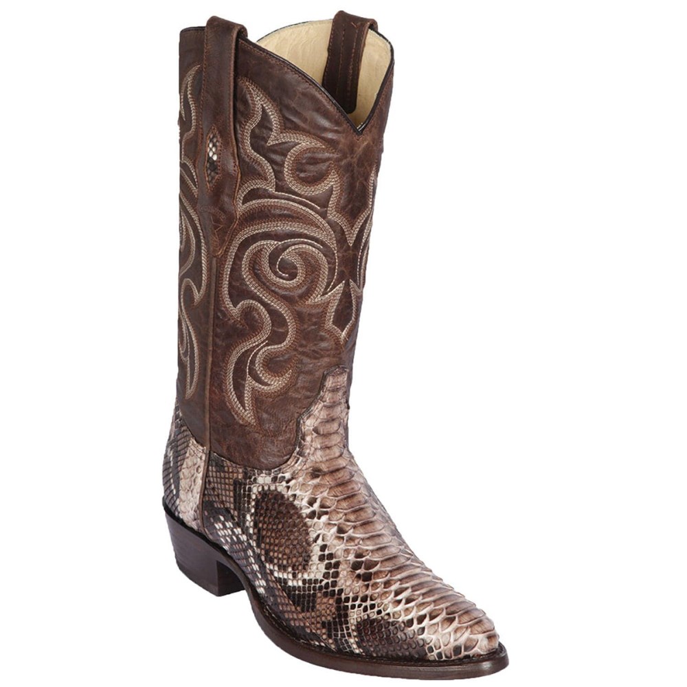 Los Altos | Brown Snakeskin Boots R-Toe | Rustic Brown