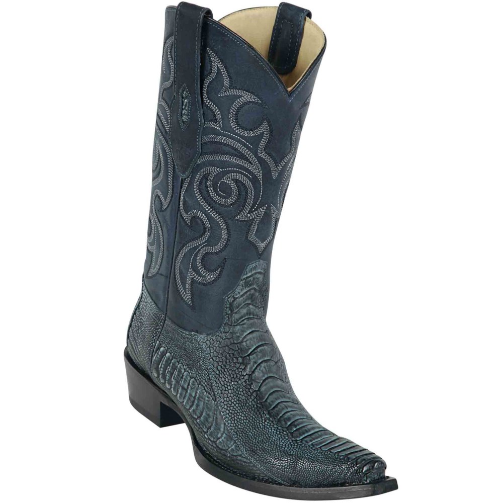 Los Altos | Ostrich Leg Boots Rustic Blue | Blue