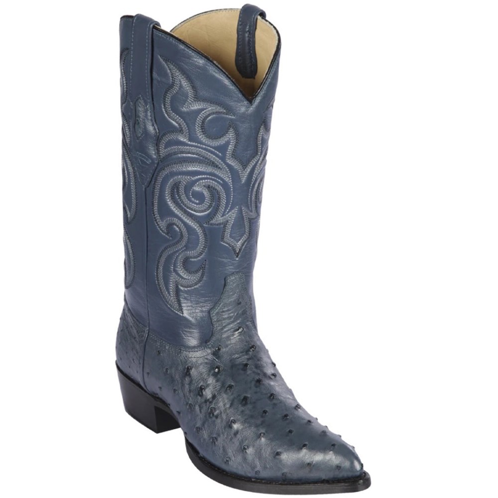 Los Altos | Blue Ostrich Cowboy Boots J-Toe | Blue Jean