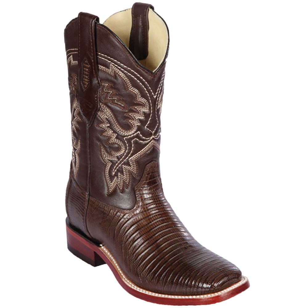 Los Altos | Brown Lizard Square Toe Cowboy Boots | Brown