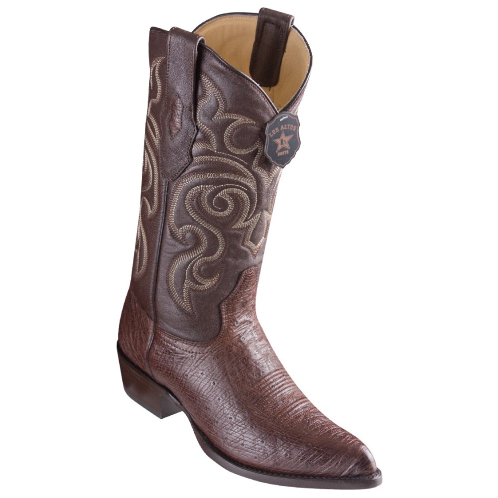 Los Altos | Smooth Ostrich Brown Cowboy Boots J-Toe | Brown