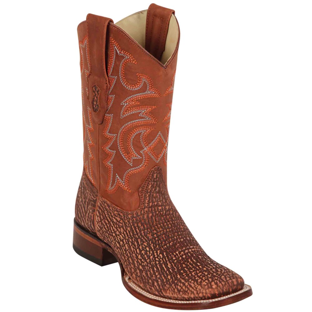 Los Altos | Square Toe Shark Skin Cowboy Boots | Cognac